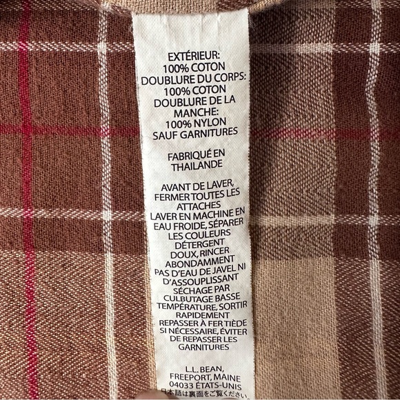 Vintage 90s L.L.Bean Womens Field Jacket Barn Coat Green Plaid Lined Corduroy M - Picture 4 of 9